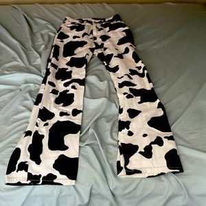 Cow Print Straight Leg Jeans